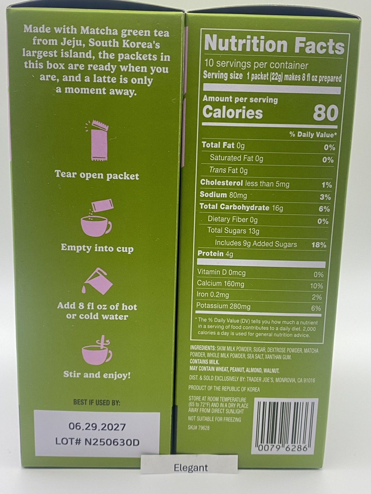 2 Packs Trader Joe’s Instant Jeju Matcha Latte Packets 7.76 oz Each, total 20