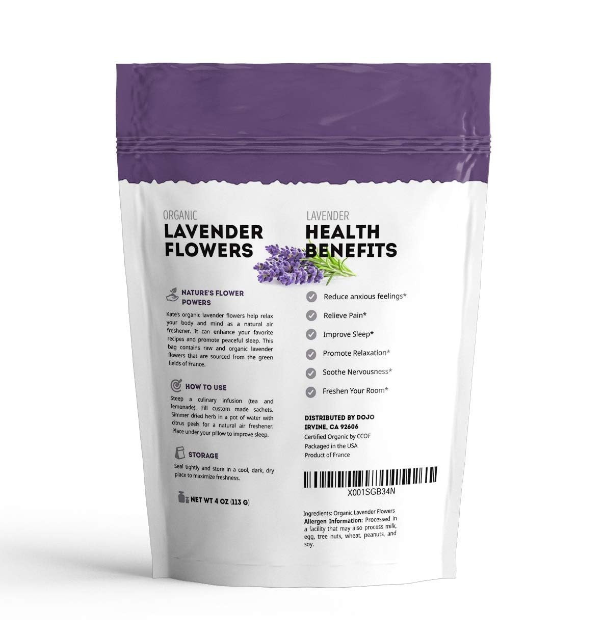 Kate Naturals Dried Lavender Flowers for Tea, 4 Ounce (Pack of 1), Purple