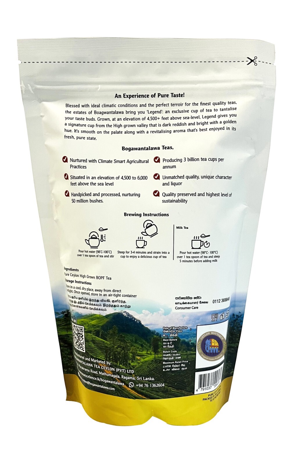 Bogawantalawa legend premium BOPF pure Ceylon black tea 400g (14.10oz)