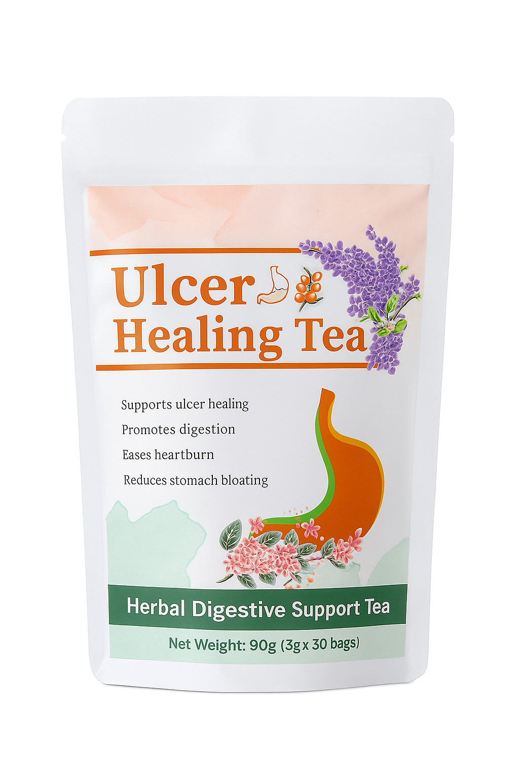 Herbal Digestive Support Tea Natural Soothing Blend for Stomach Comfort (30)