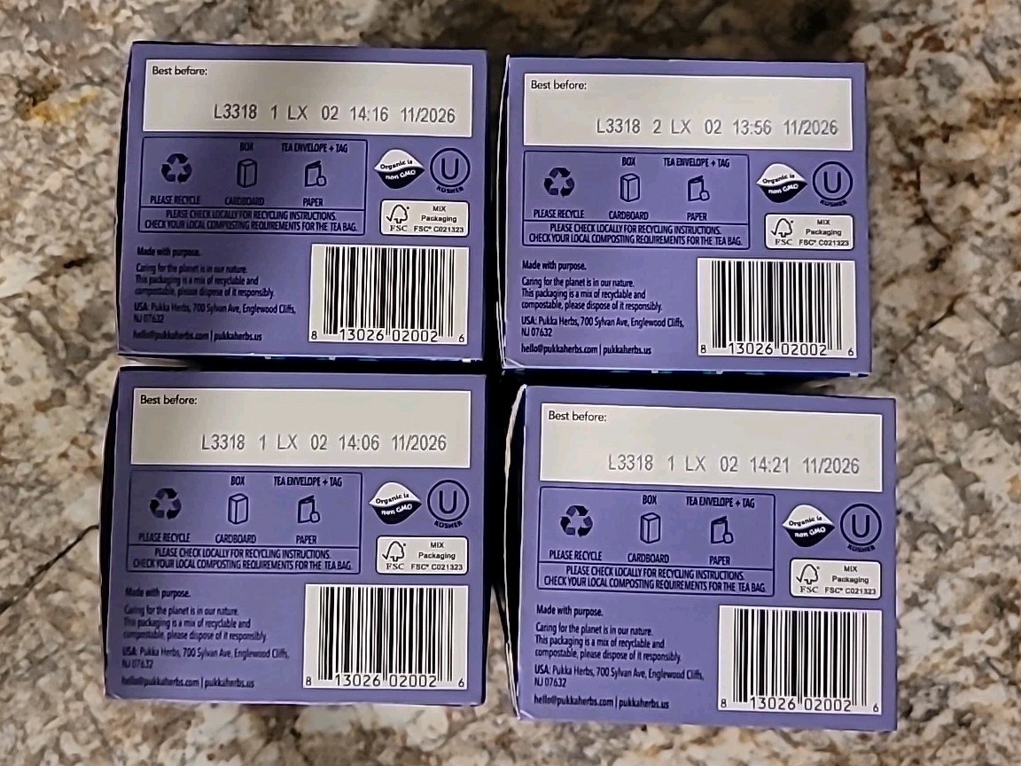 4 Pack-PUKKA Night Time Organic Soothing Sleep Herbal Tea Caffeine Free Exp11/26