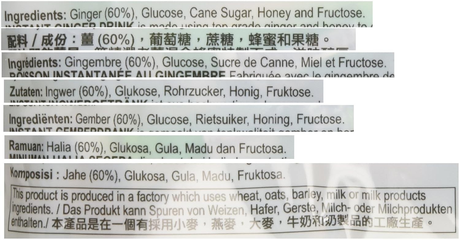 Ginger Drink 40 Sachets Packed in 2 Bags, 2.6 oz With Honey