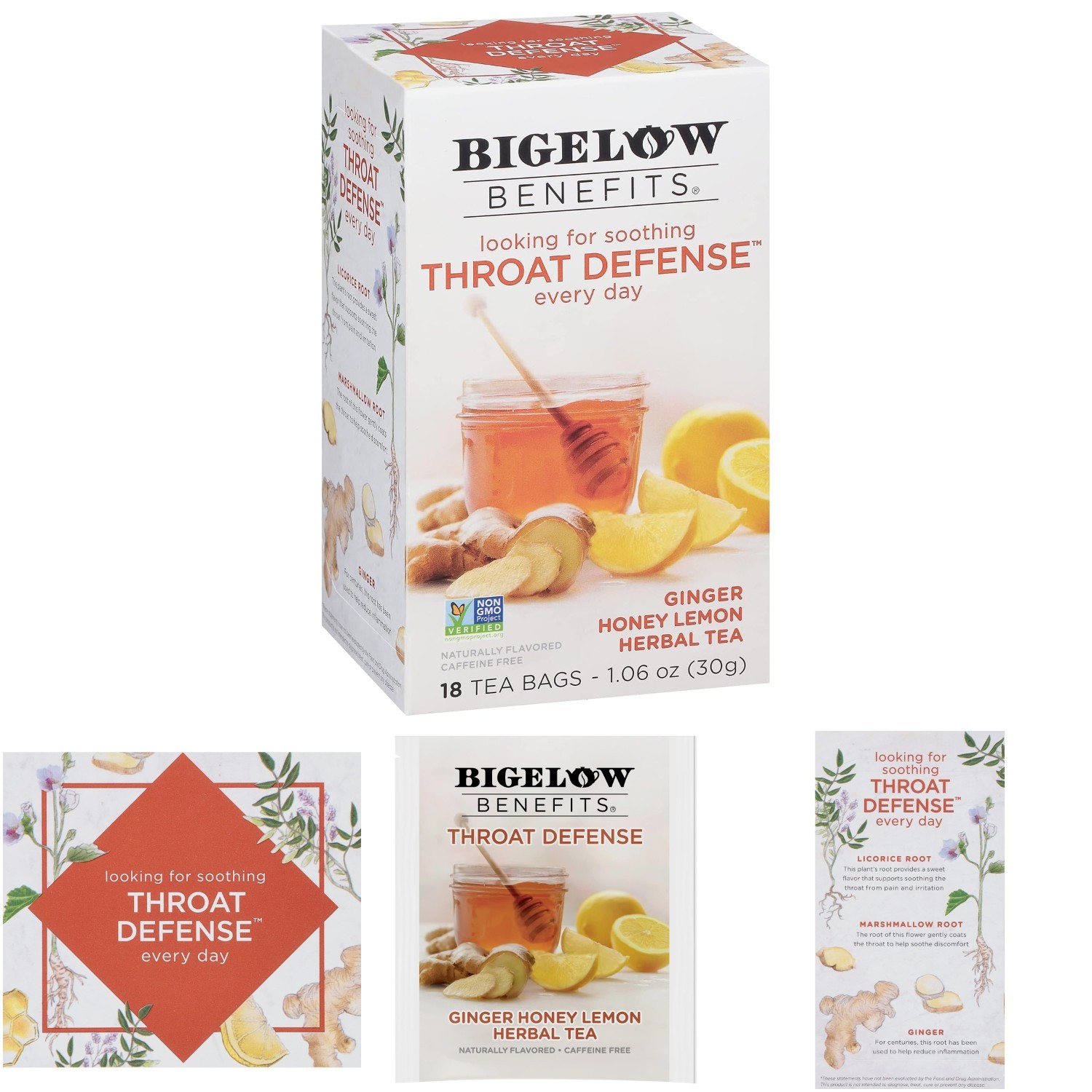 Ginger Honey Lemon Herbal Tea Bags 18 Count Pack Of 6 Total 108