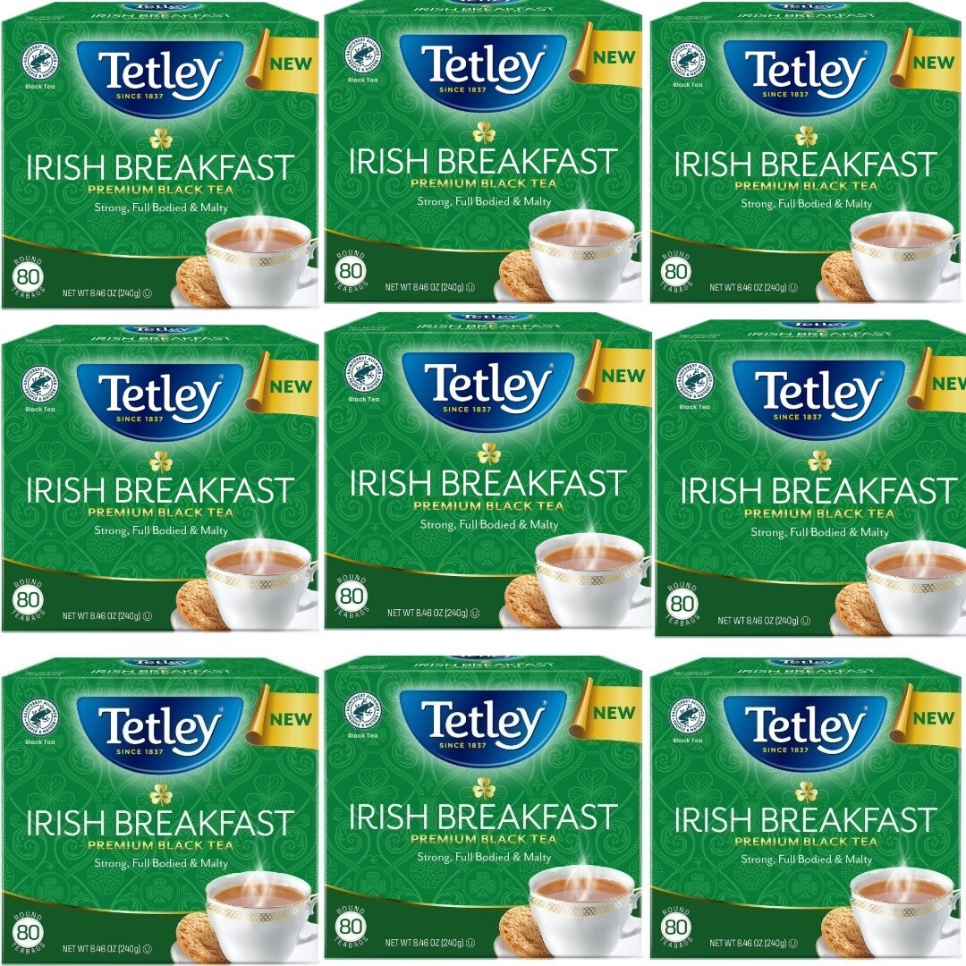 Lot of 4 Tetley Irish Breakfast Premium Black Tea, 80 Bags Each