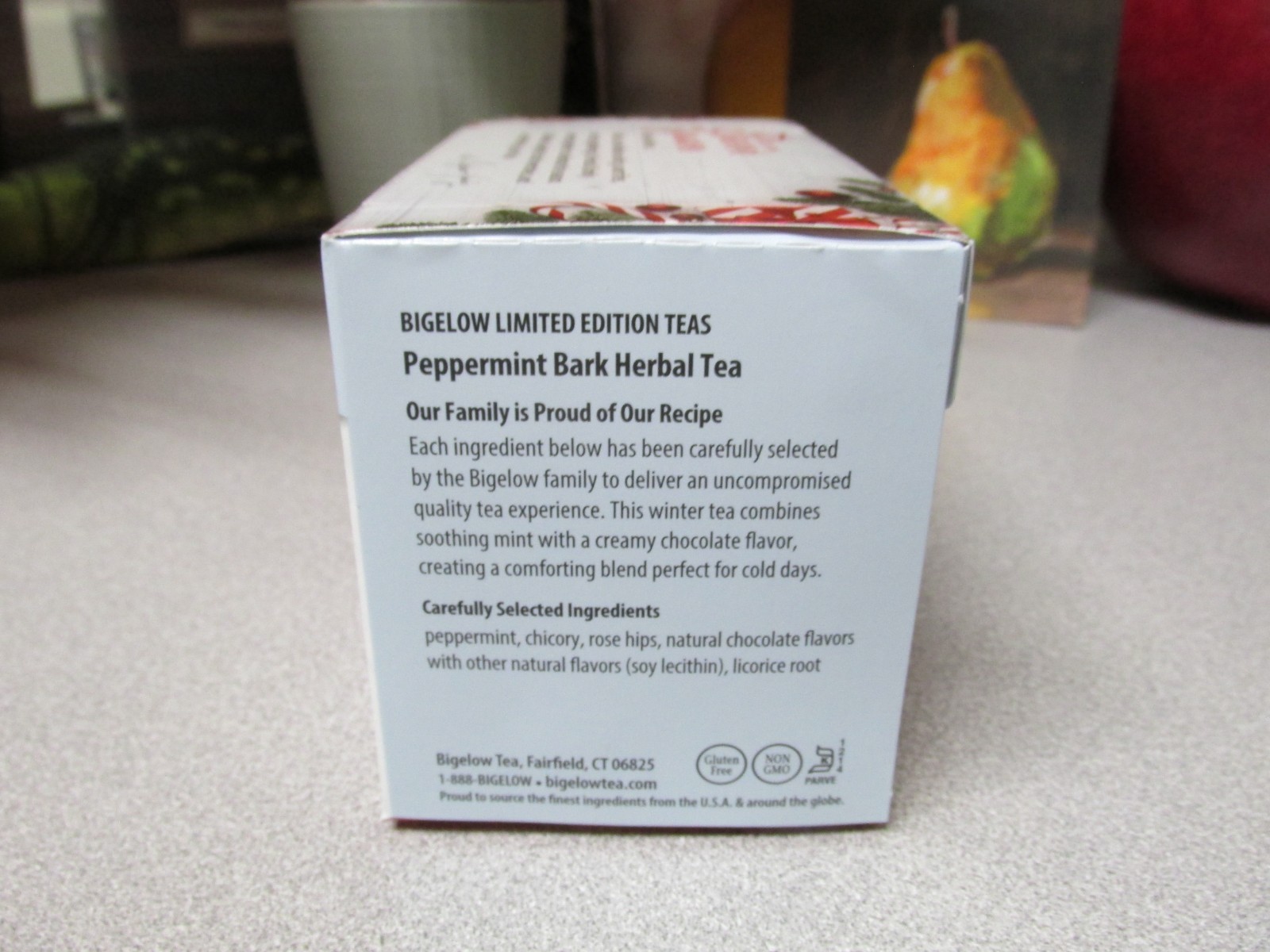 Bigelow Peppermint Bark Herbal Tea Bags 18 in Box
