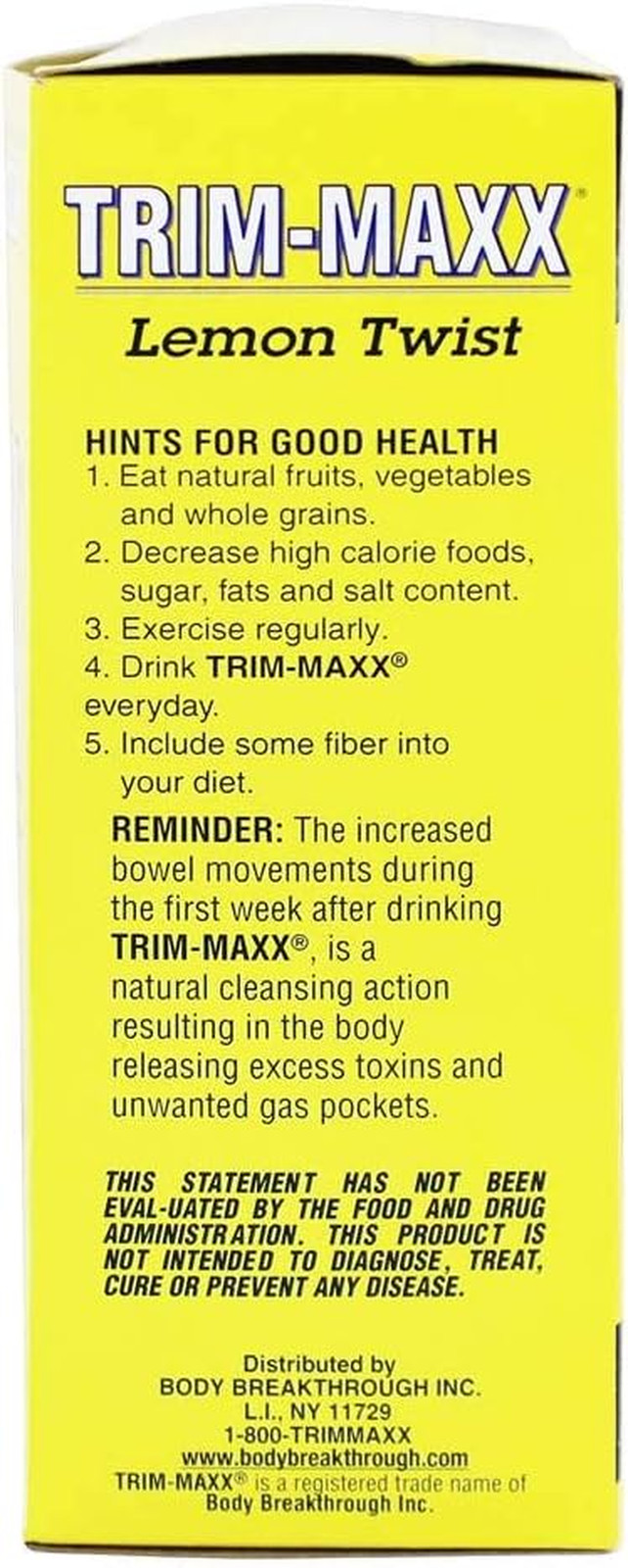 Diet Trim Maxx Lemon Tea 60 Count Weight Management Herbal Tea