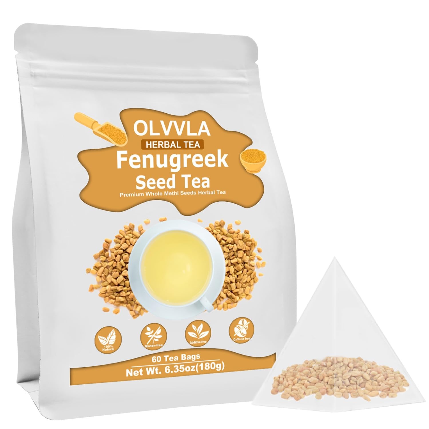 Premium Fenugreek Seed Tea Bags – 3g X 60 Count – 60 (6.35 oz)