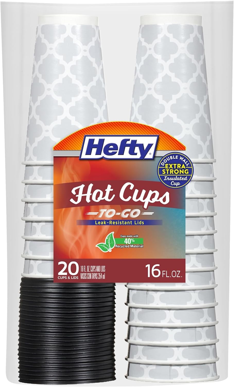 Disposable Hot Cups with Lids, Insulated Paper Coffee Cups for Tea, Cocoa and