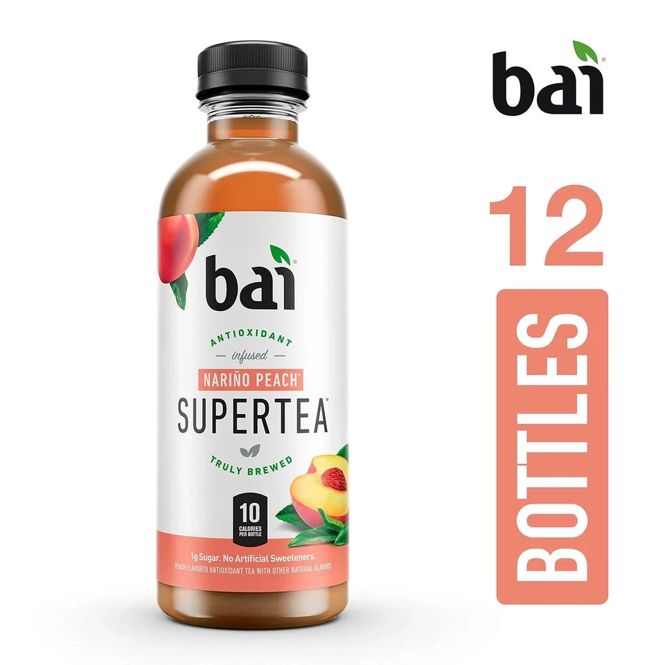 Bai Iced Tea, Narino Peach, Antioxidant Infused Supertea, 18 Fl OZ, 12 Count