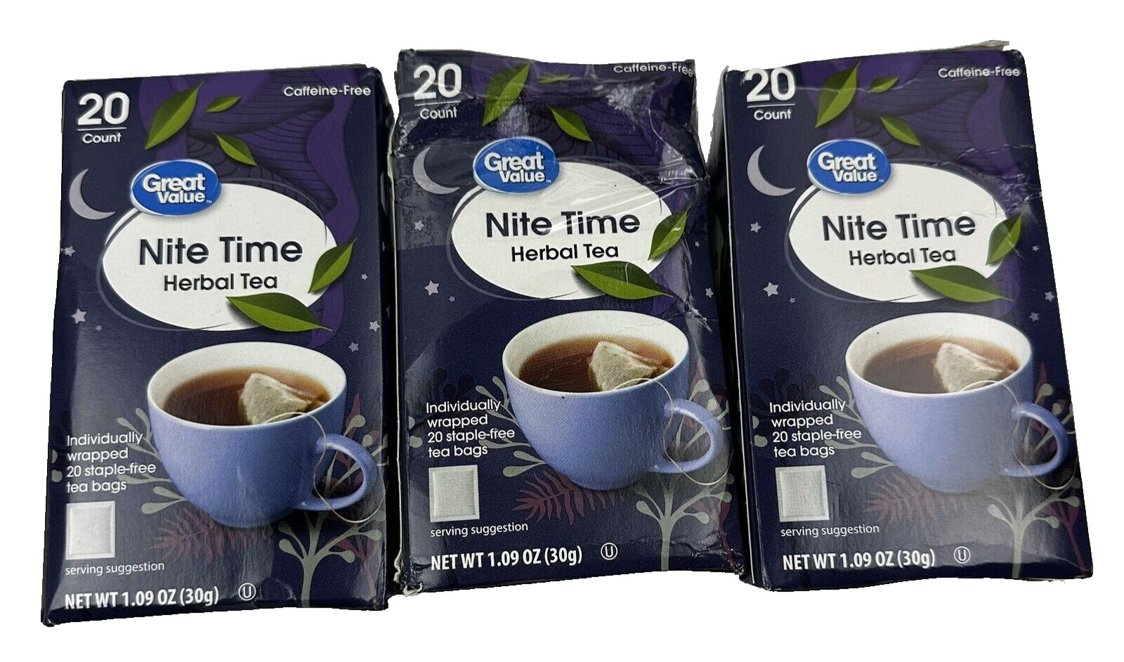 (3) Herbal Tea Bags -Nite Time 20 Tea Bags Per Box bb 11/2025 box damage