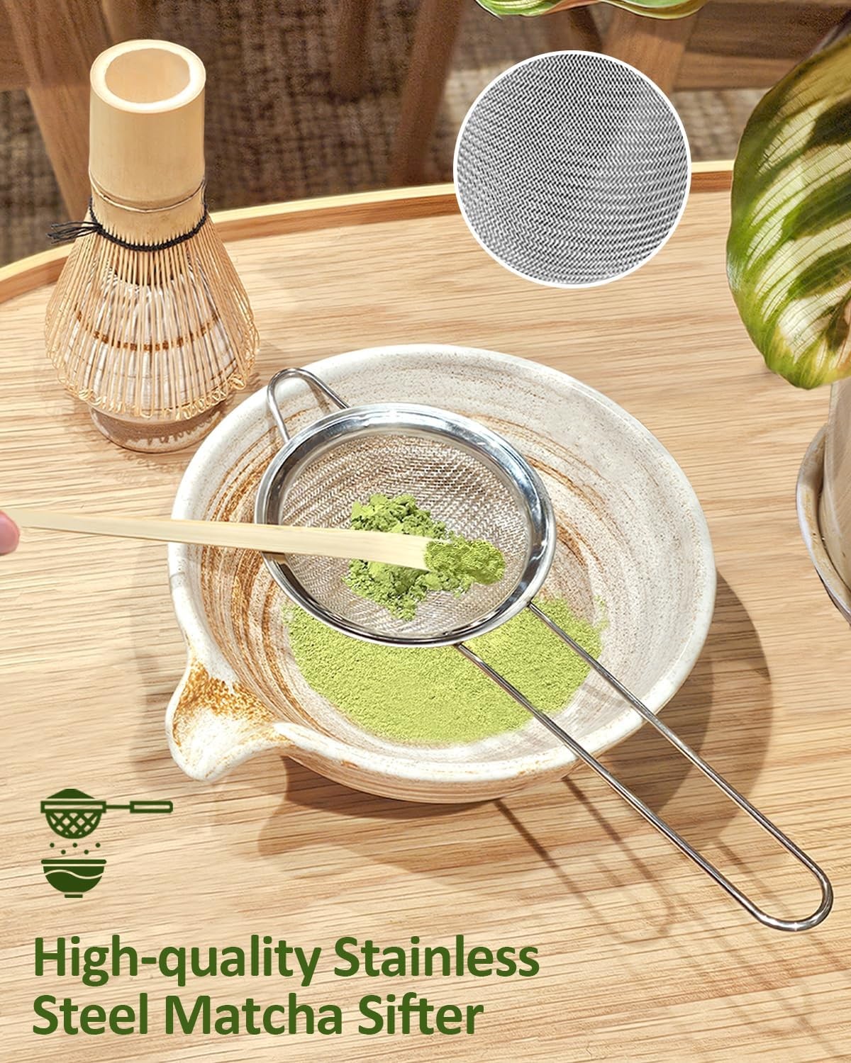 Matcha Whisk Set with Ceramic Matcha Bowl and Bamboo Whisk Kit