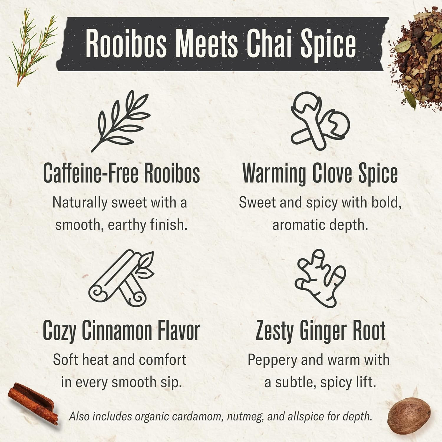 Numi Organic Rooibos Chai Tea, 100 Tea Bags, Herbal Red Tea with Cinnamon, Allsp