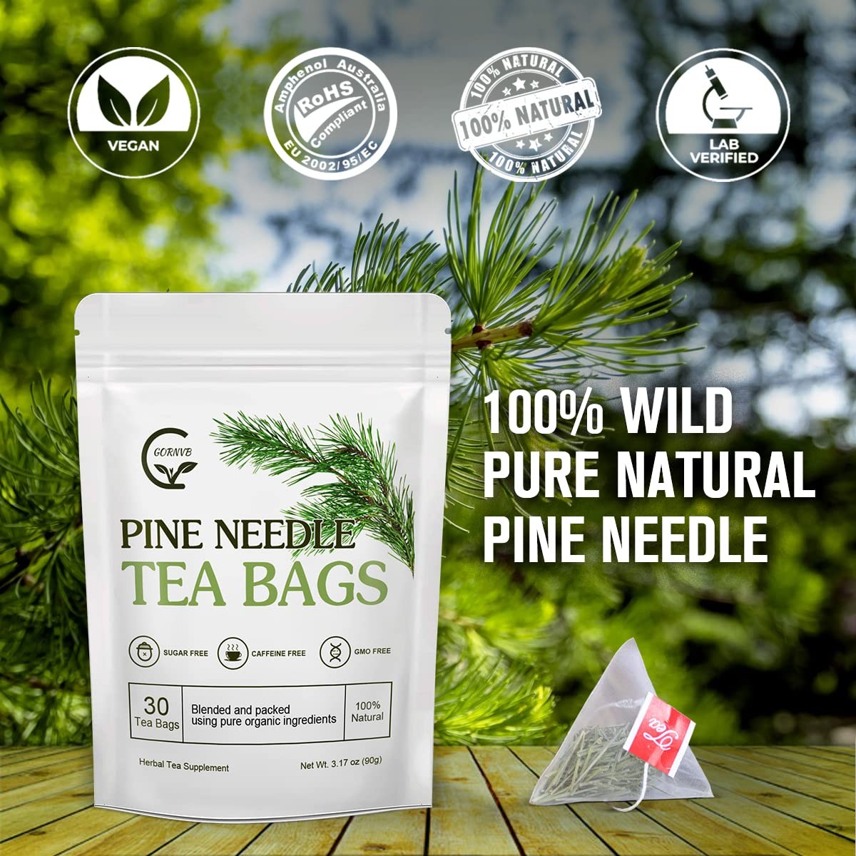 Organic Pine Needle Tea Bags – 100% Pure Natural Dried Pine Needles Herbal Te…