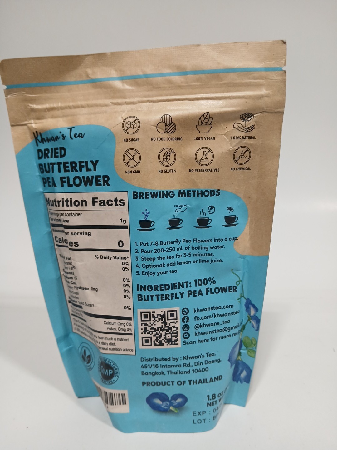 KHWAN’S TEA Dried Butterfly Pea Flower New Great Hot or Iced