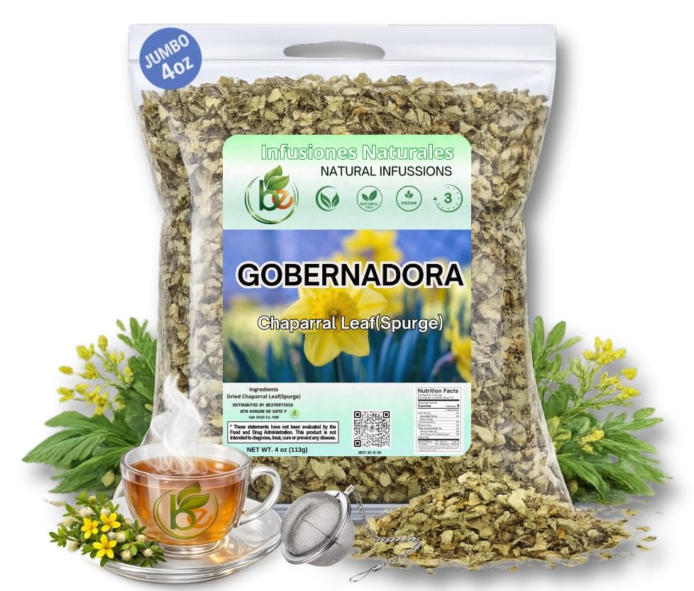 Gobernadora Tea Chaparral Leaf 4 oz with Stainless Steel Tea Infuser – 100% N…