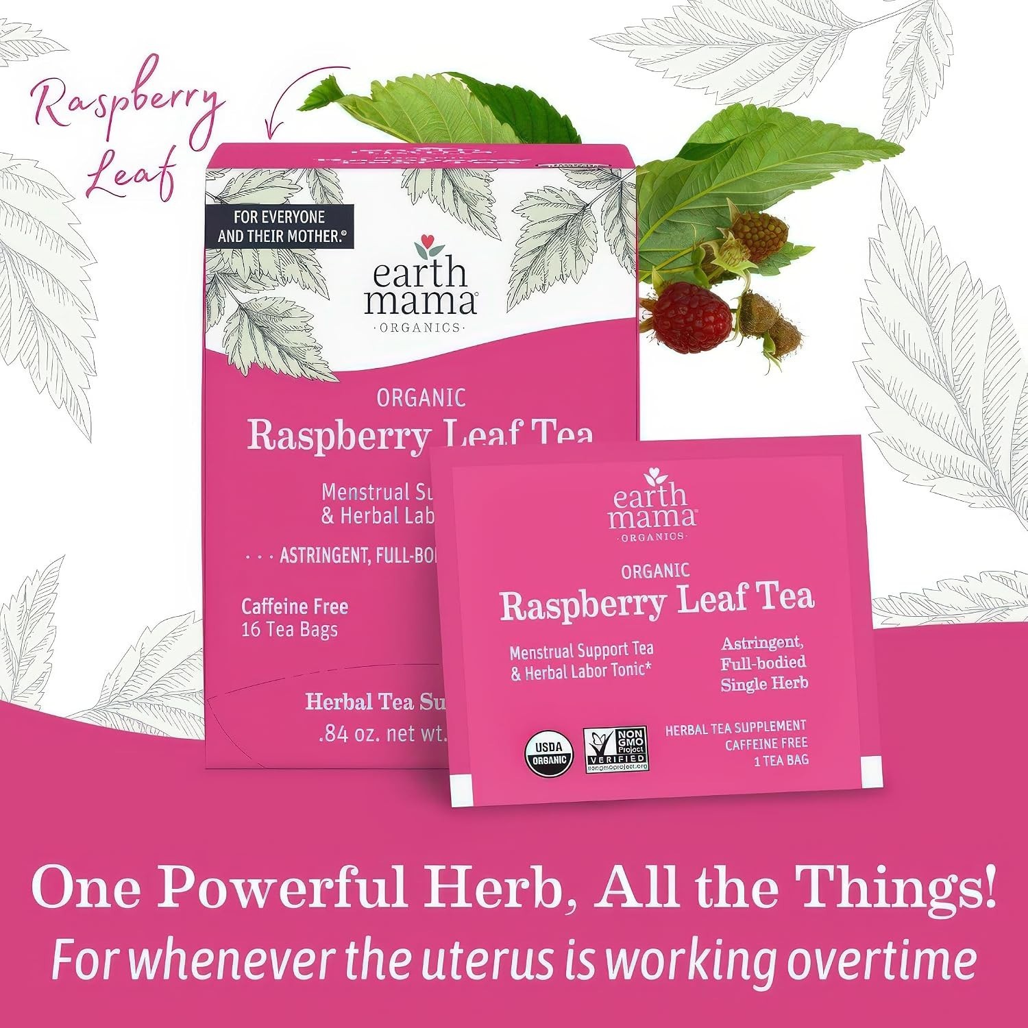 32 Count Organic Raspberry Leaf Tea for Pregnancy & Postpartum Care | Non-GMO