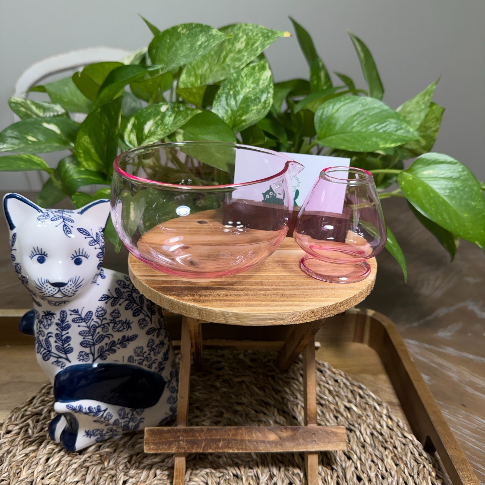 US SELLER – Glass Matcha Set | Chawan Matcha Bowl and Whisk Holder
