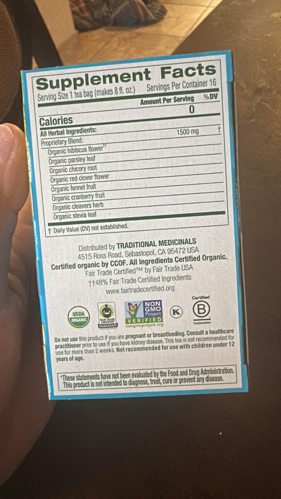 Traditional Medicinals Organic Weightless Cranberry Herbal Tea 16 Bags