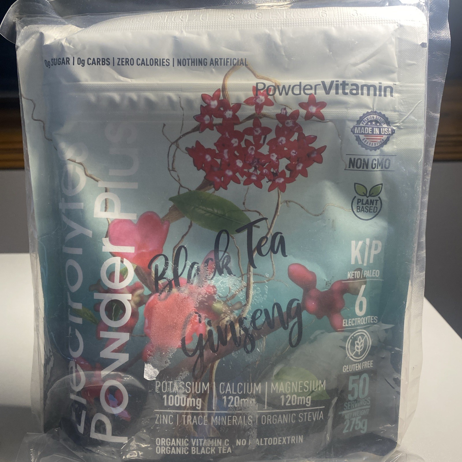 PowderVitamin Electrolytes Powder Plus 100 Servings Black Tea Ginseng Electro…