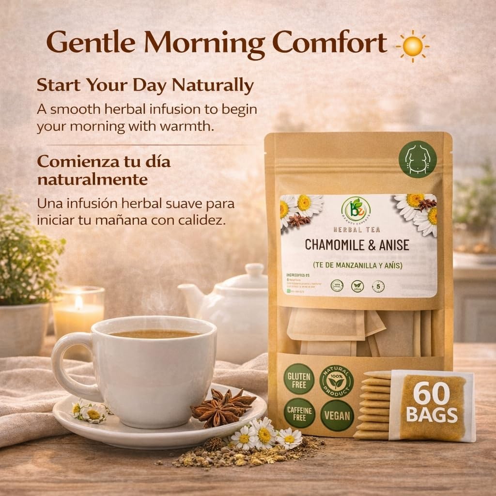 Manzanilla & Anís Té (Chamomile & Anise) – 60 Tea Bags – 100% Natural, Vegan, He