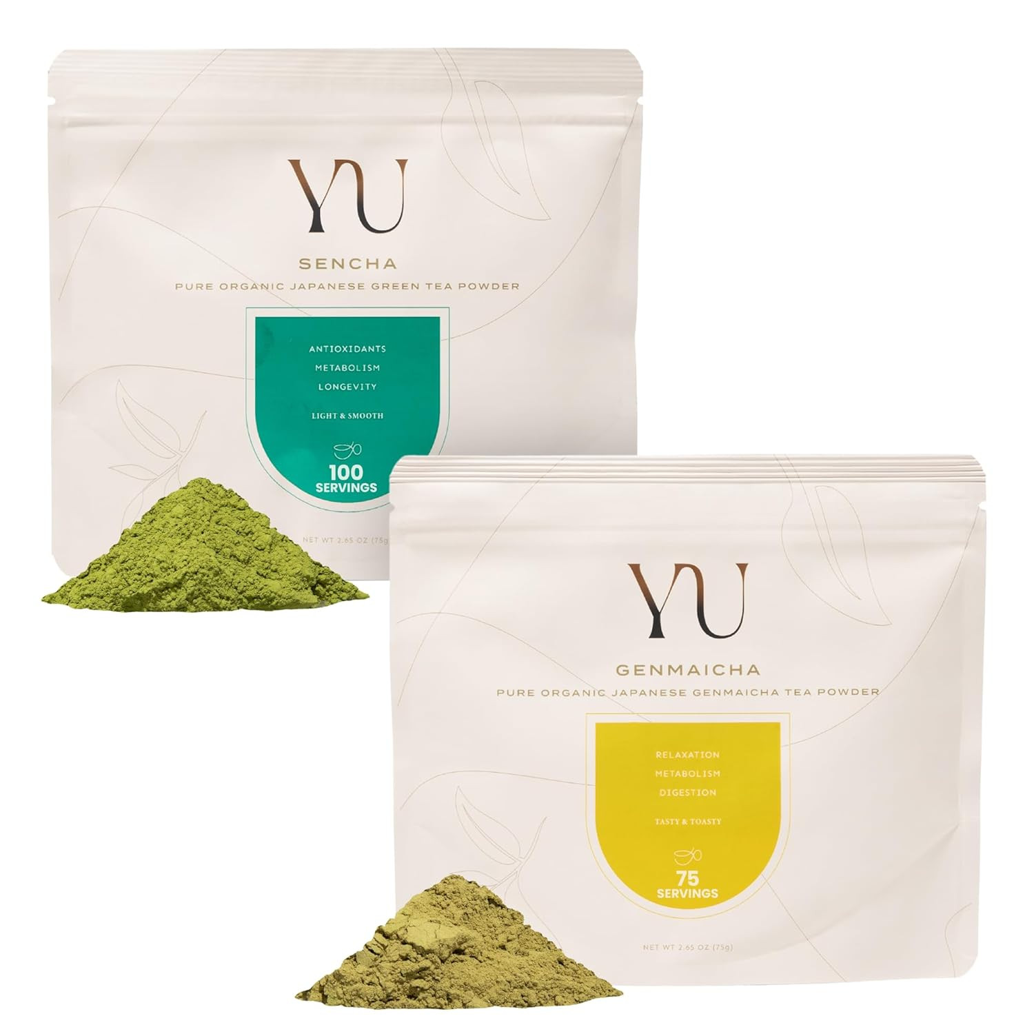 Organic Genmaicha & Sencha Green Tea Powder – 175 Servings, Resealable Pouch