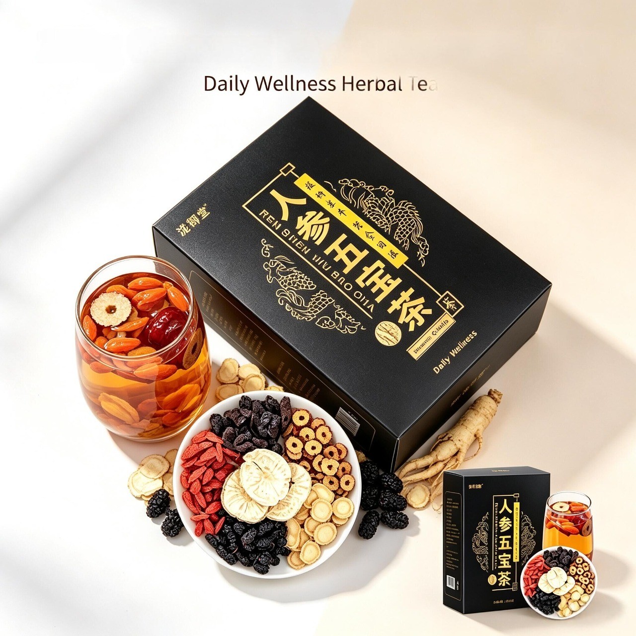 HelloYoung Natural Ginseng Five Treasure Herbal Tea for Men Energy 150g