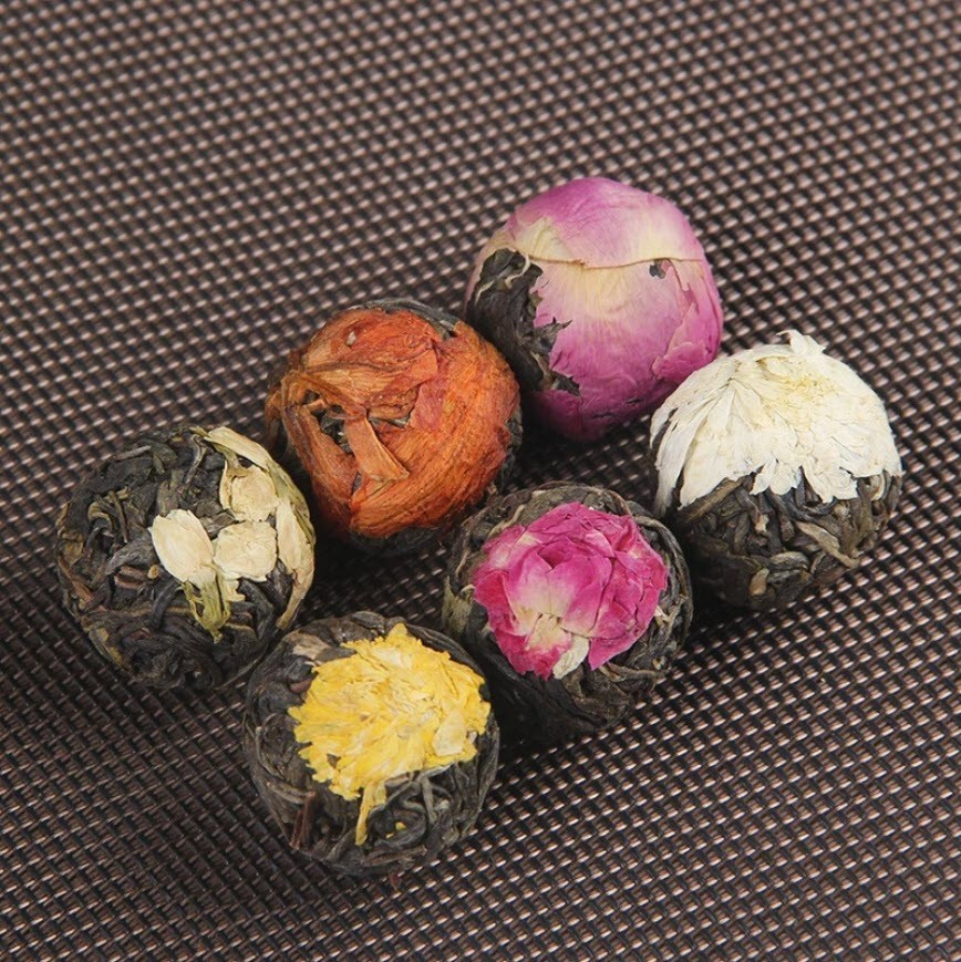 Yunnan Pu’er Scented Tea 120g (18pcs)Dragon Ball Raw Tea Rose Jasmine 6 Flavors