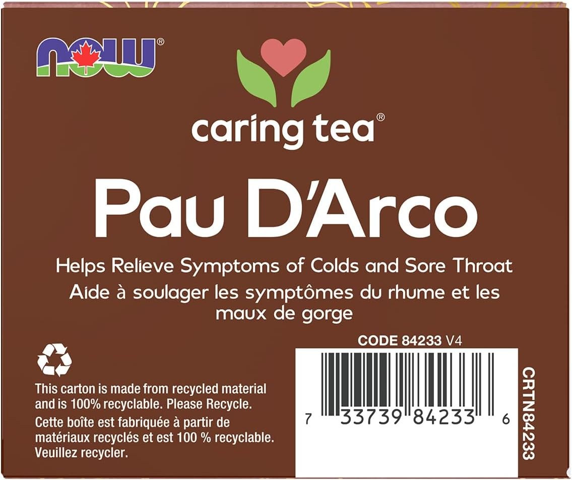 NOW Caring Tea, Pau D’arco Traditional Wellness Tea – 24 Tea Bags