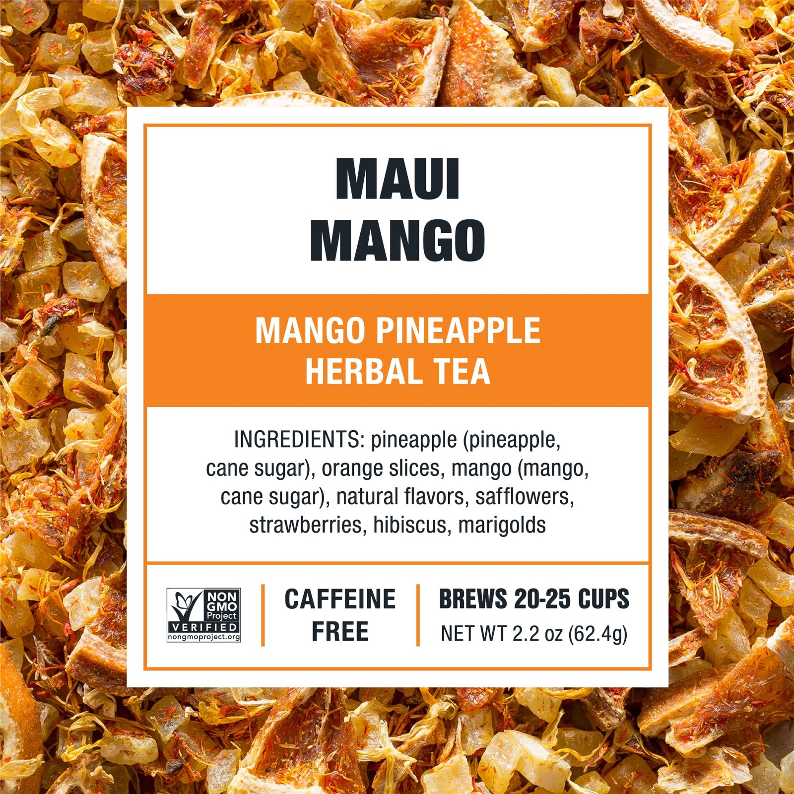 Tiesta Tea Maui Mango Tropical Herbal Tea Loose Leaf 25 Cups Caffeine Free