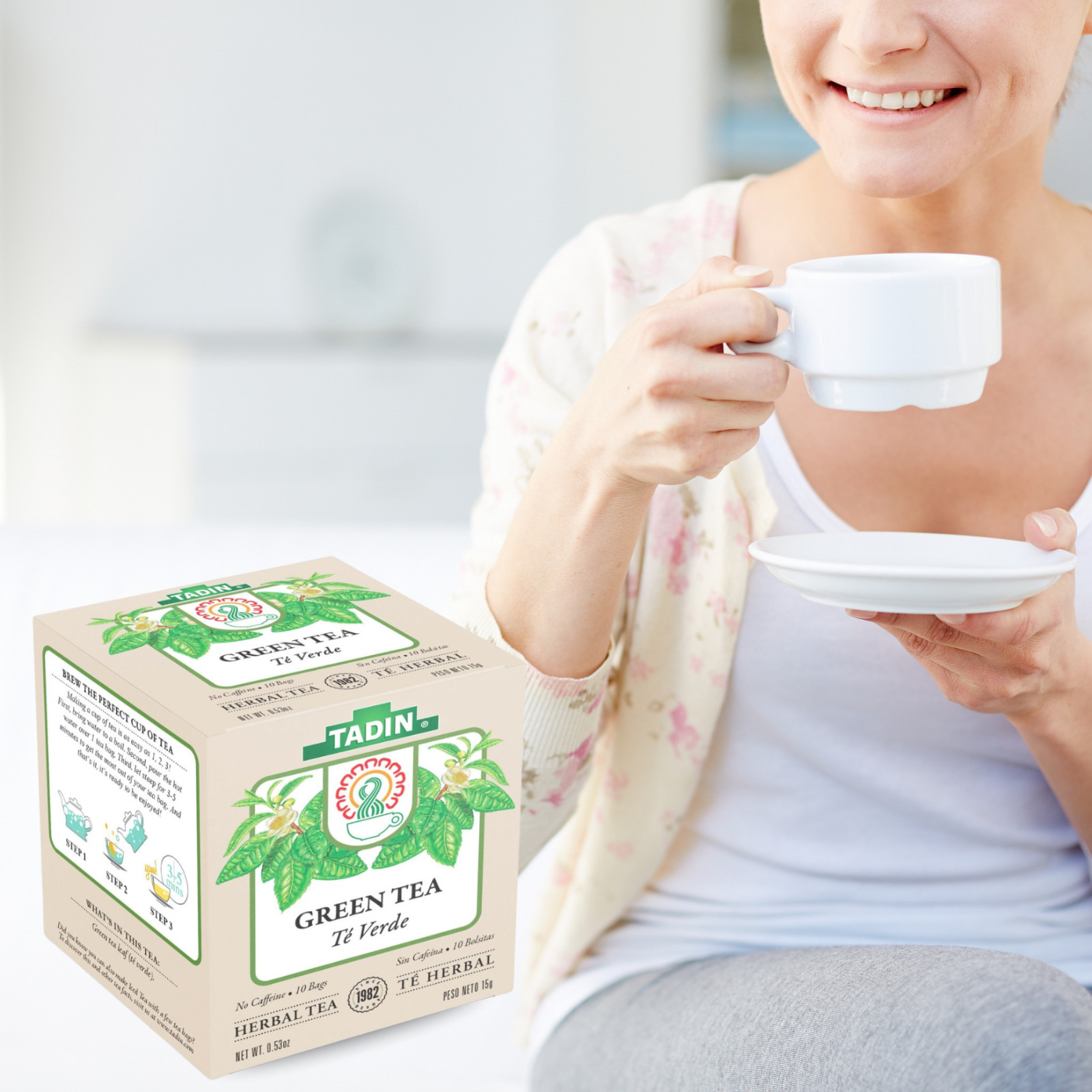 Tadin Green Tea , 10 Bags 0.53 fl oz, Refreshing & Smooth Blend