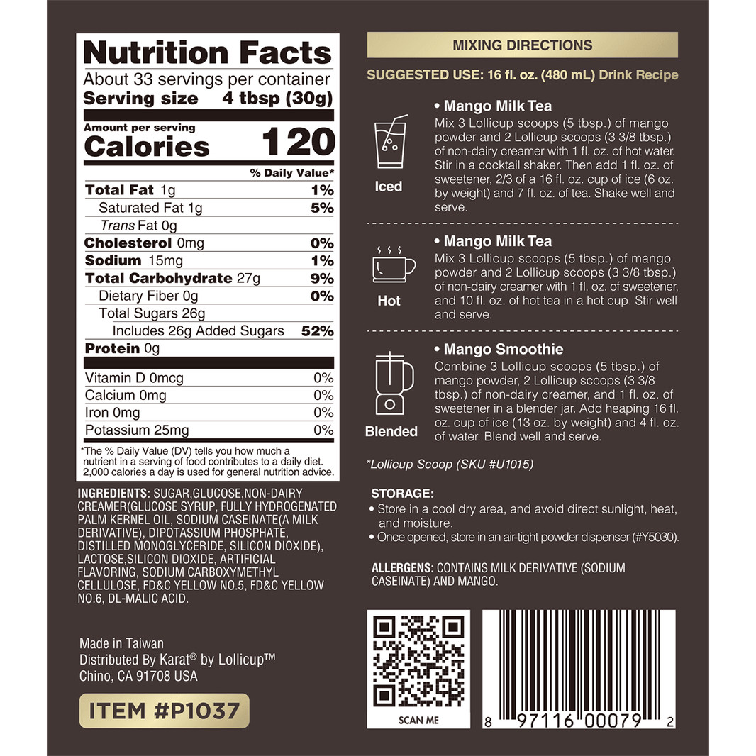 Tea Zone Mango Powder/Powered Drink Mix (2.2 lbs) for Milk Tea/ Mango Smoothie