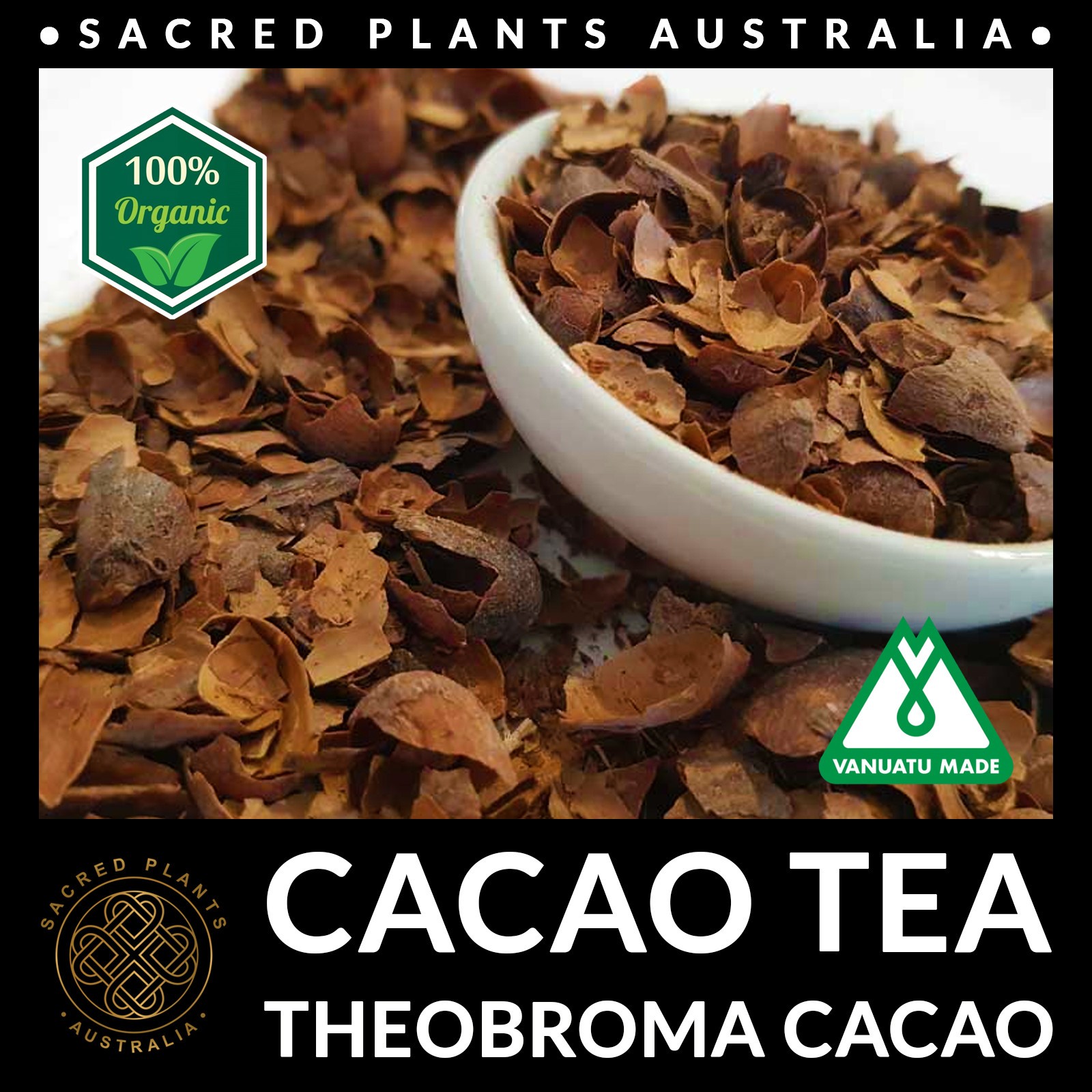 CACAO TEA 25g Organic Theobroma cacao Husks Chocolate Tea Vanuatu Sacred Shaman