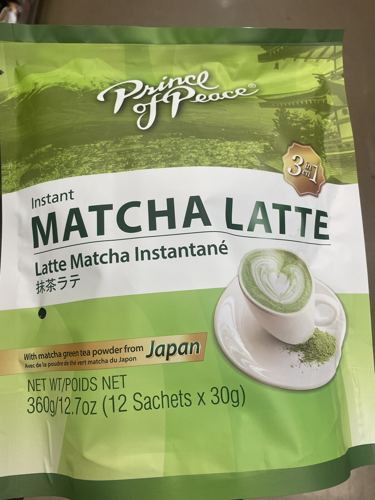 MATCHA LATTE 12.7 OZ 12 SACHETS EACH PRINCE OF PEACE 3 In 1