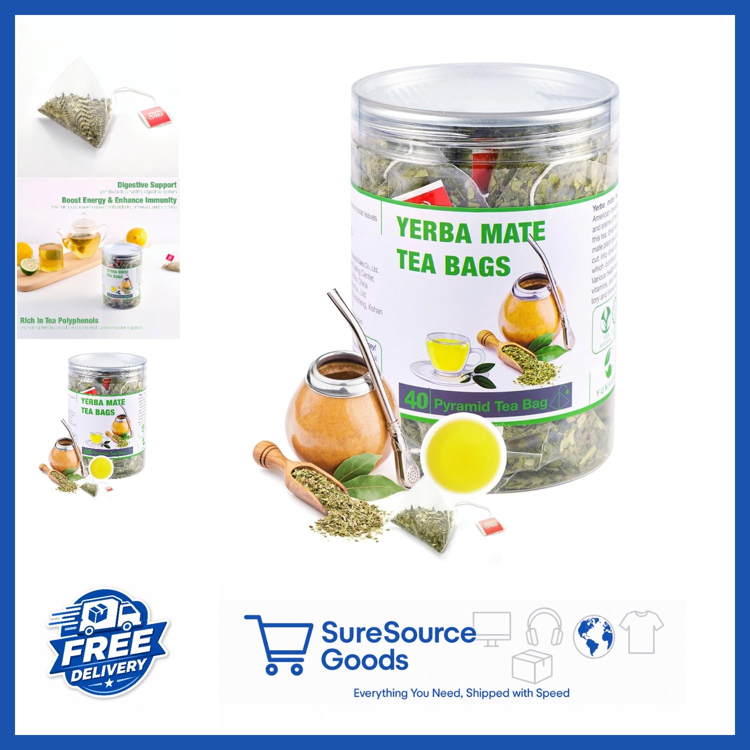 Organic Yerba Mate Tea Packets 45 Bags from Argentina Pure Antioxidant Tea