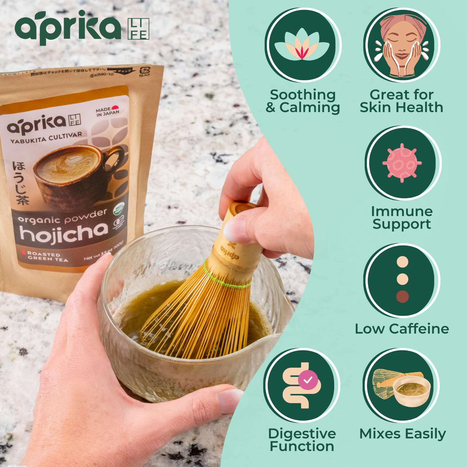 Organic Hojicha Roasted Green Tea Powder – Authentic Japanese Tea 100g/3.5 oz