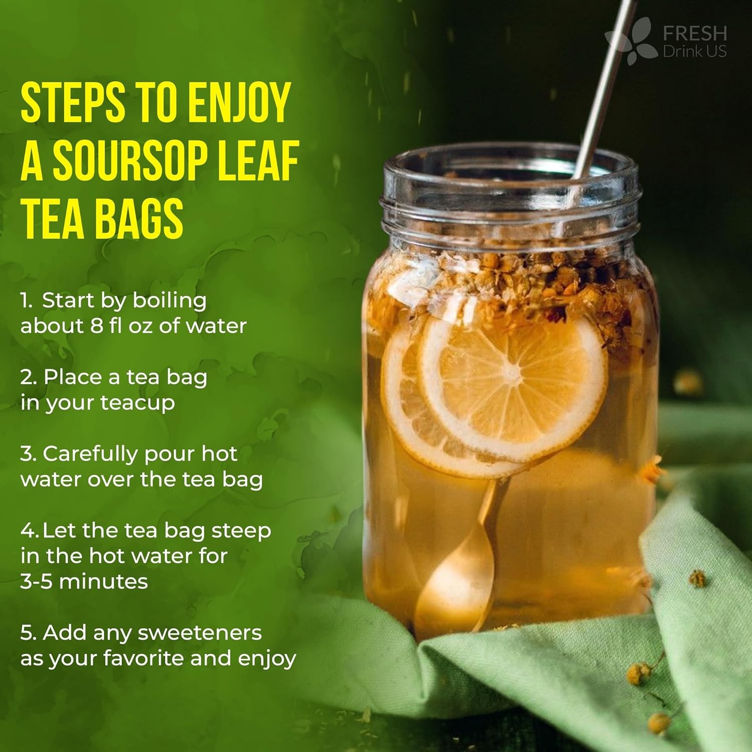 40 Premium Soursop Graviola Leaf Tea Bags, 100% Natural and Pure from Soursop Le