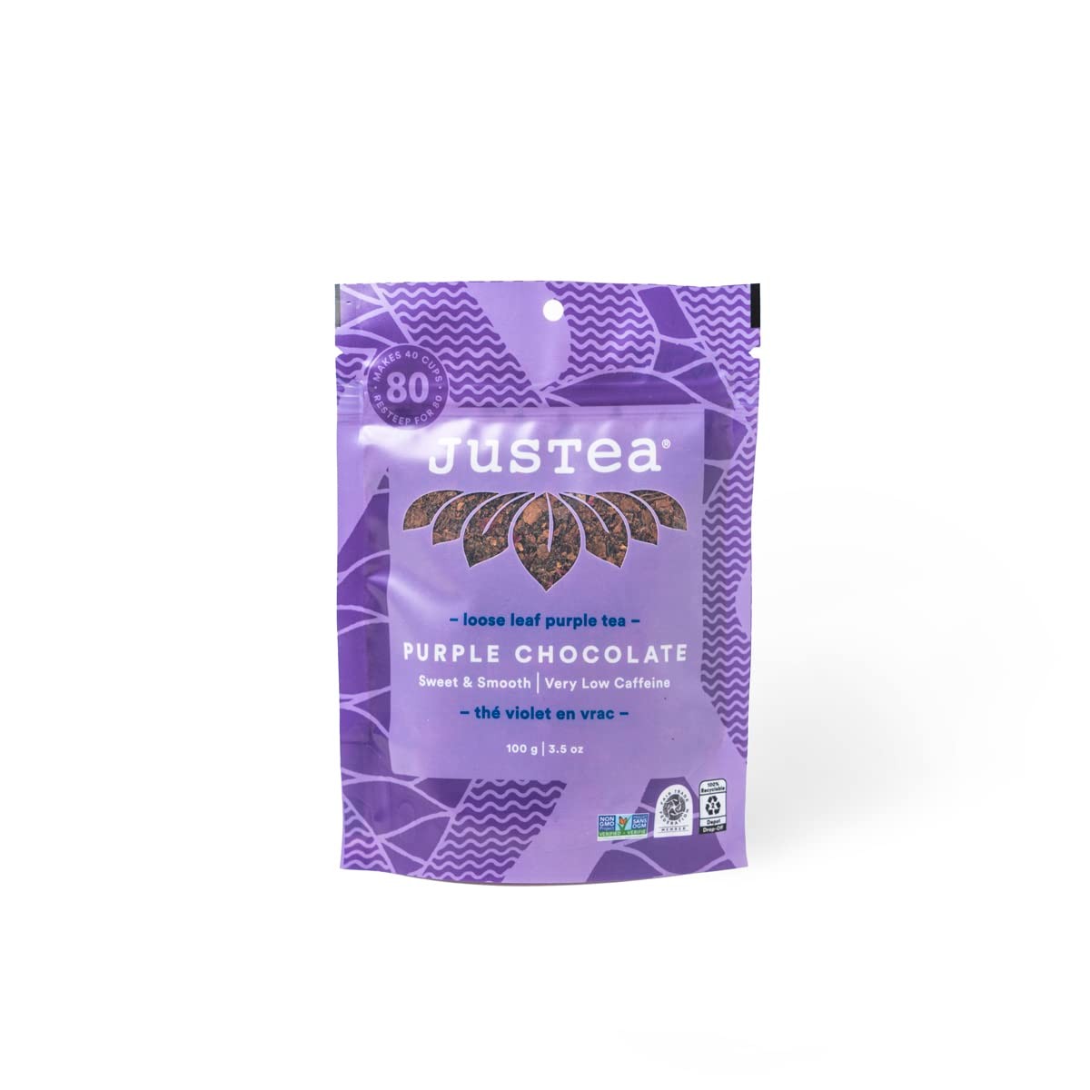 JusTea PURPLE CHOCOLATE | Loose Leaf Purple Tea | 3.5 Ounce (Pack of 1)