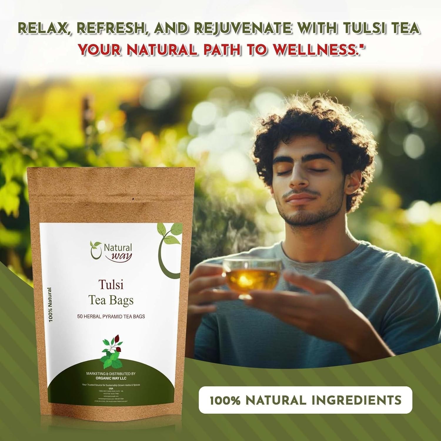 Holy Basil, Tulsi Tea Bags | Pyramid Tea Bags Caffeine-Free 9 OZ (Pack of 100)