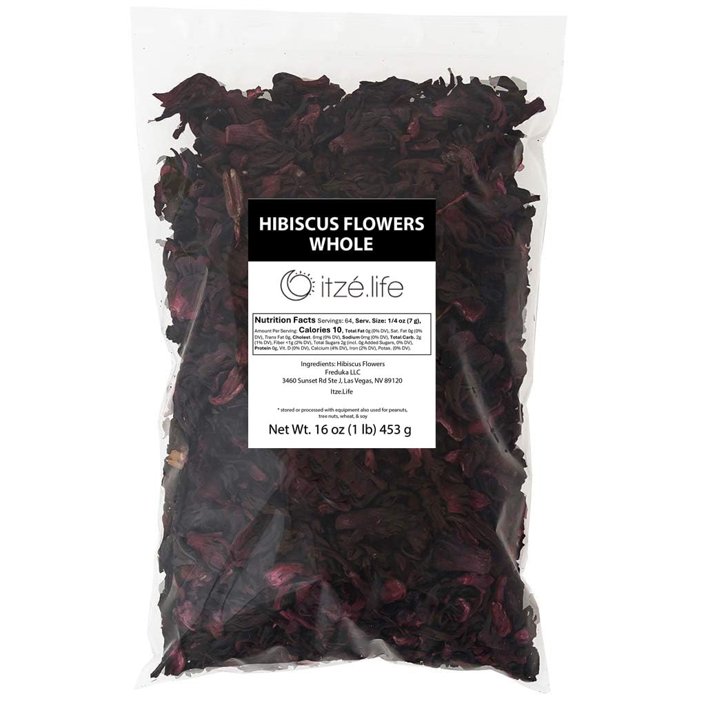1lb Hibiscus Flowers Whole perfect for Tea, Flor de Jamaica by Itzé.Life