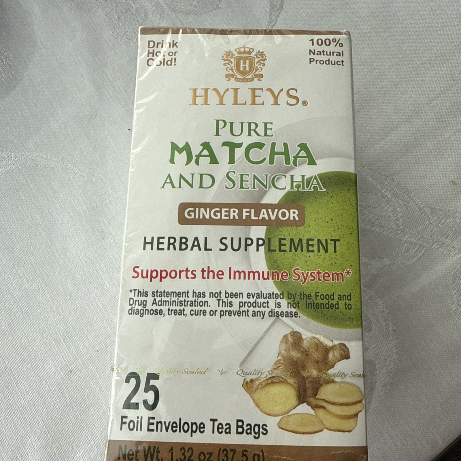 HYLEYS Pure MATCHA & SENCHA Turmeric flavor SUPPLEMENT TEA 25 Tea Bags