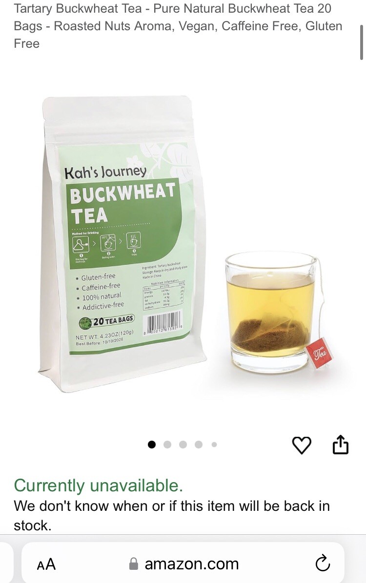 Kahs Journey Buckwheat Tea Lot 2 Packs 40 Bags Premium Non-GMO Gluten-Free Vegan