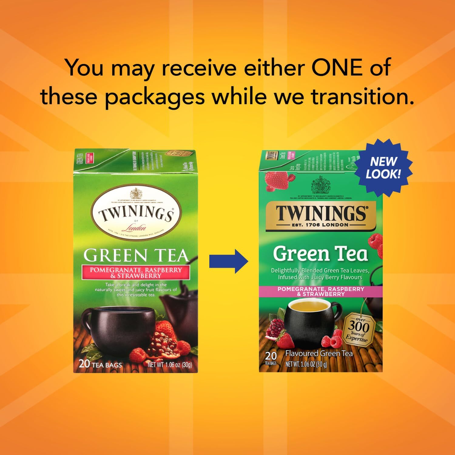 Twinings Green Tea Bags with Pomegranate, Raspberry, and Strawberry – 20 Count