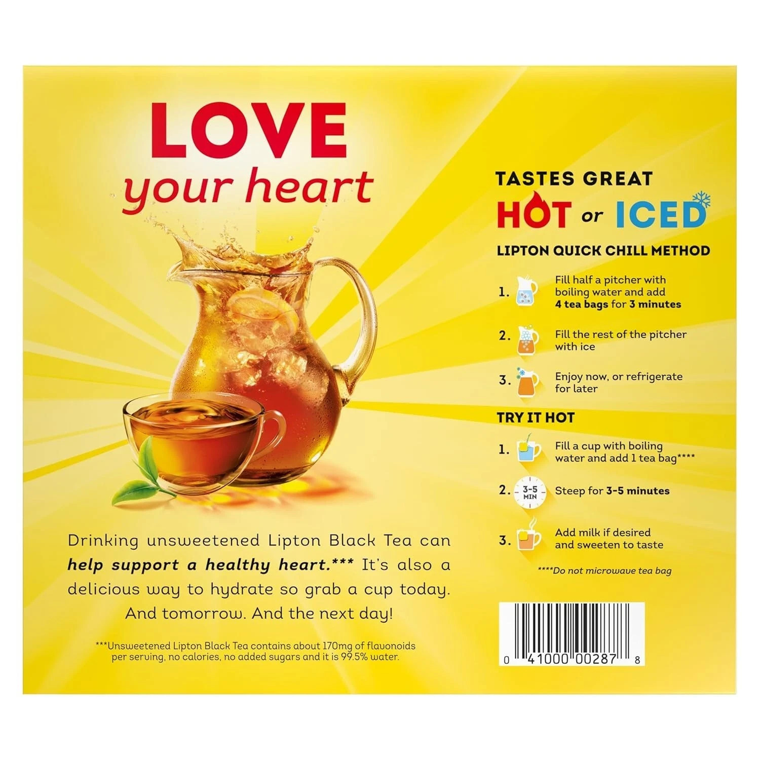 Lipton Tea Bags, Black Tea, Iced or Hot Tea, Can Support Heart Health, 100 Total
