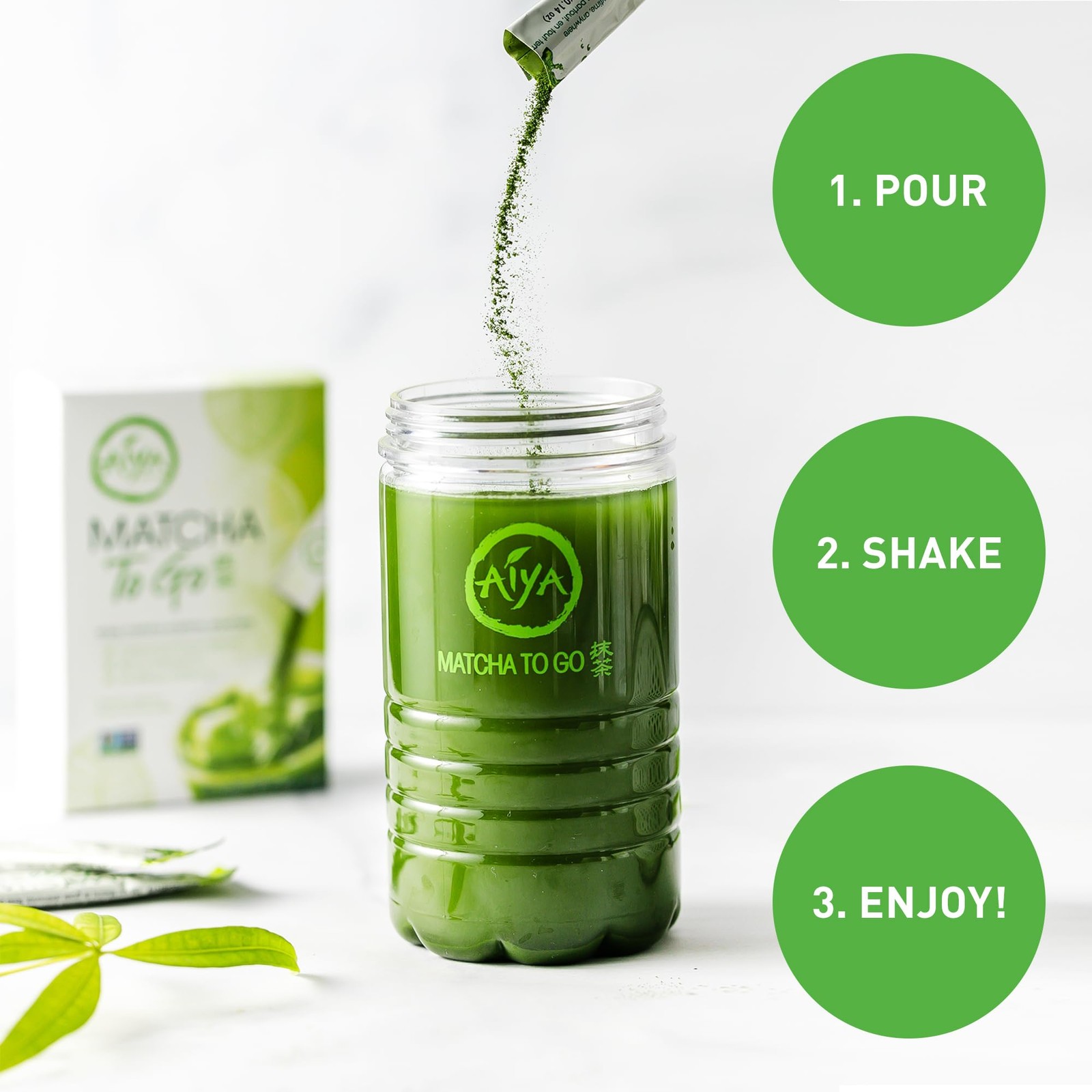 Aiya Matcha To Go Single Serve Packs – Ceremonial Grade Pure Matcha Green Tea…