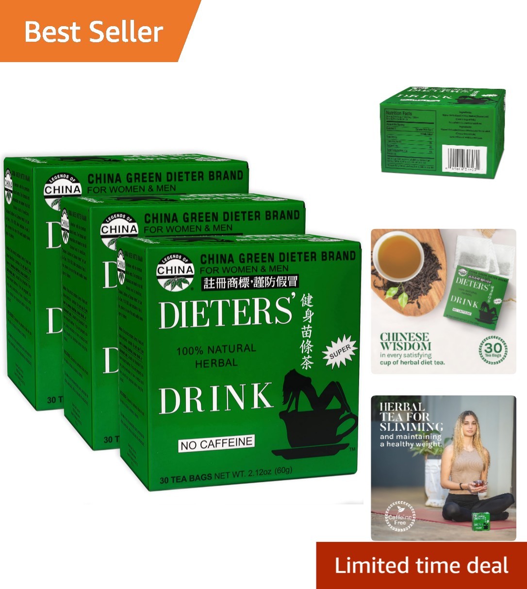 Uncle Lees Senna Detox Tea Pack of 3 Caffeine-Free Herbal Digestive Support