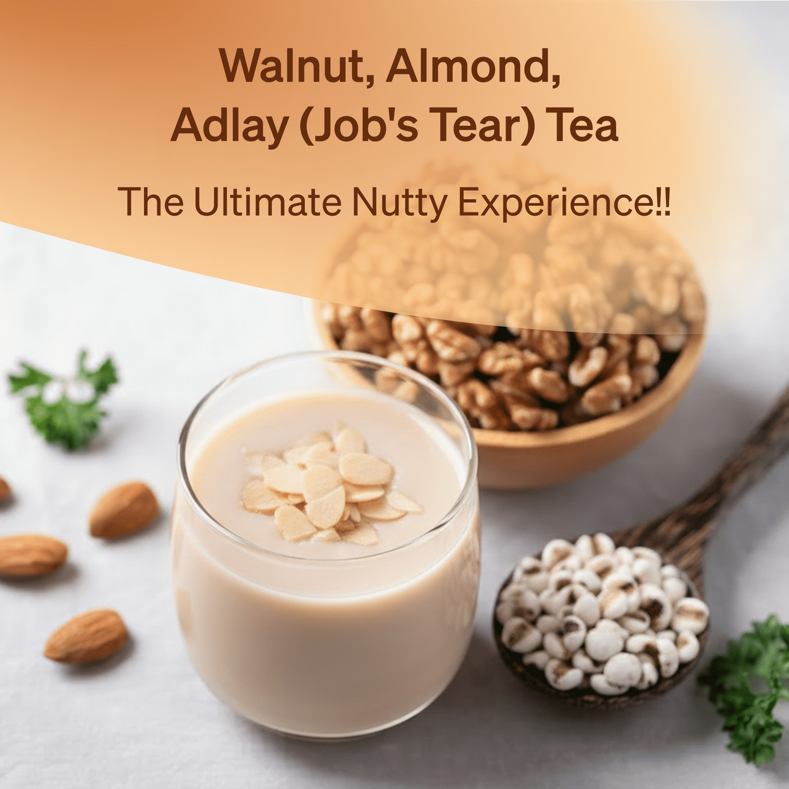 DAMTUH All Natural Walnut Almond Adlay Powder Korean Grain Tea, 50 Sticks