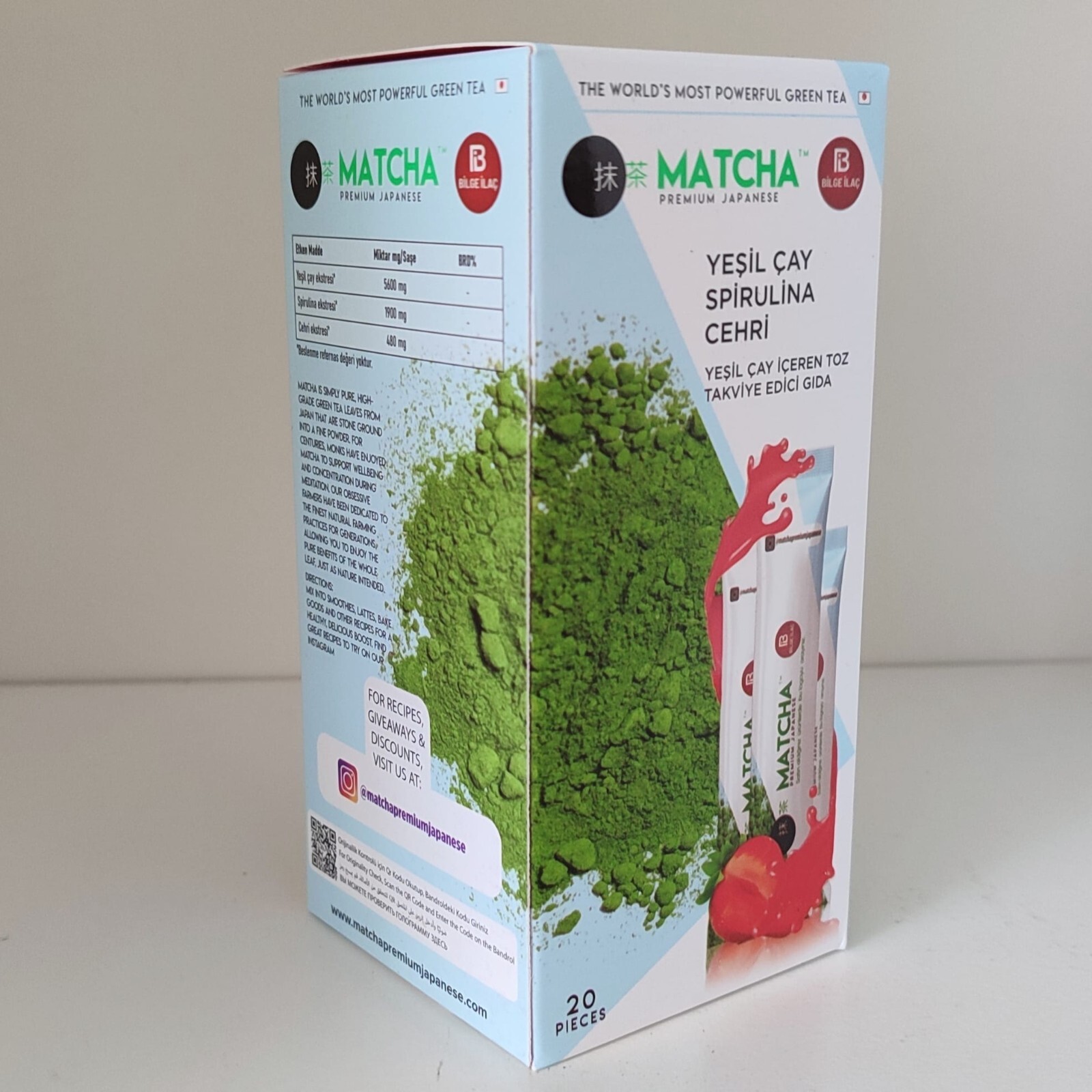 Matcha Detox Tea Premium Japanese Strawberry Flavoured 20 Sachets Antioxidant