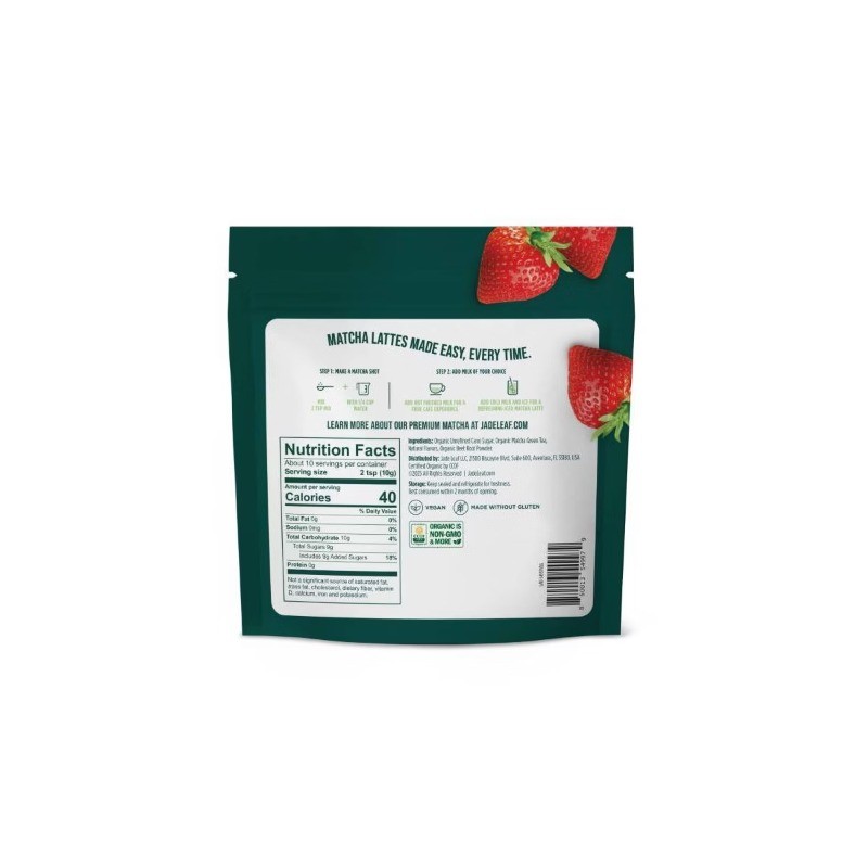 Organic Cafe Style Strawberry Flavored Matcha Latte Mix – 3.5oz