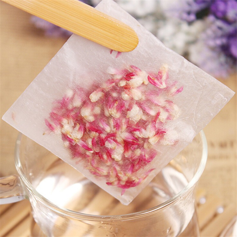 100X Empty Tea Bags Corn Fiber Fold Close Heat Seal Filter Paper Tea Infuser Jf