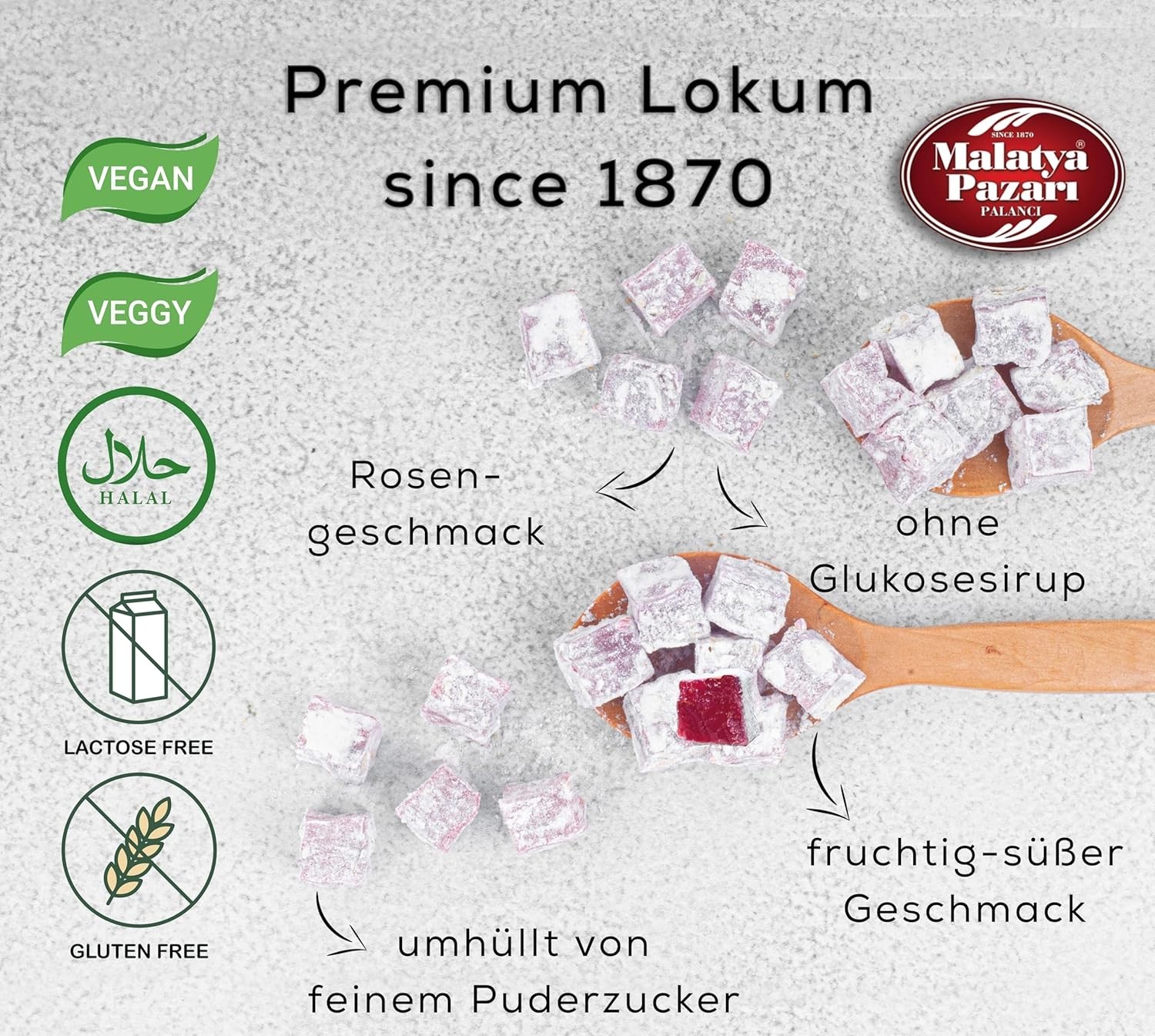 Malatya Pazarı Rose Turkish Delight – Soft, Chewy & Fragrant Gourmet Lokum C…